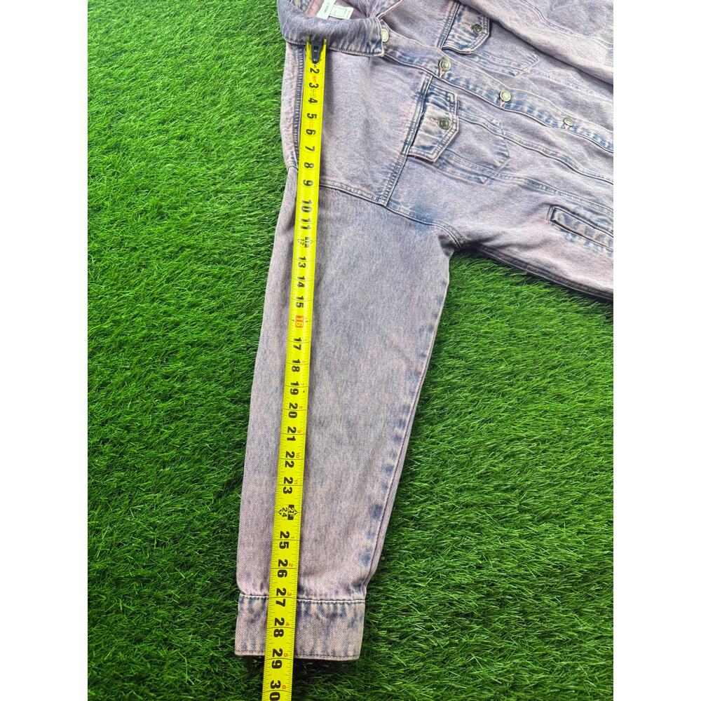 FOREVER 21 Acid Wash Denim Jacket Purple Women's M Oversized Trucker Jean Coat - Picture 15 of 16